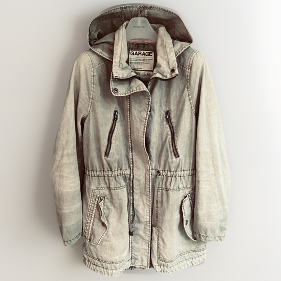 Garage Military Smart Parka Grey Green Utility Jacket Hooded Pockets M - Picture 3 of 14